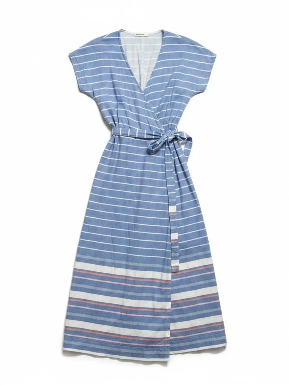 Marine Layer Blue Striped Wrap Midi Dress Size S Excellent Condition - Picture 3 of 6